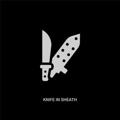 white knife in sheath vector icon on black background. modern flat knife in sheath from culture concept vector sign symbol can be use for web, mobile and logo.