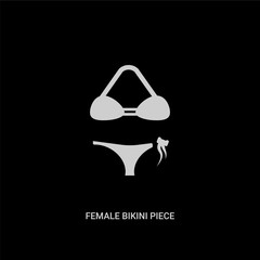 white female bikini piece vector icon on black background. modern flat female bikini piece from culture concept vector sign symbol can be use for web, mobile and logo.