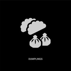 white dumplings vector icon on black background. modern flat dumplings from culture concept vector sign symbol can be use for web, mobile and logo.