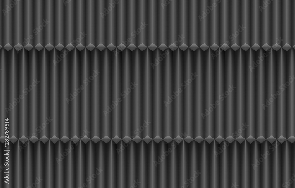 Poster 3d rendering. modern dark vertical parallel bar pattern design wall background.