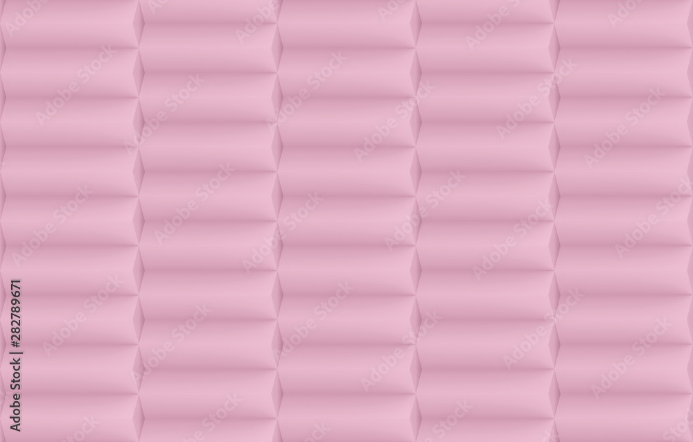 Poster 3d rendering. sweet soft pink horizontal geometric bar pattern stack wall background.