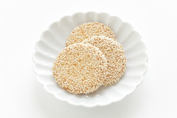 Chinese confectionery, sesame cookie on dish