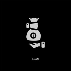 white loan vector icon on black background. modern flat loan from cryptocurrency economy concept vector sign symbol can be use for web, mobile and logo.