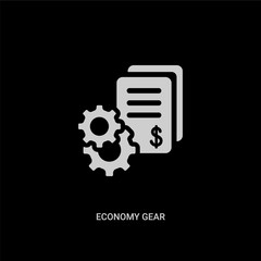 white economy gear vector icon on black background. modern flat economy gear from cryptocurrency economy concept vector sign symbol can be use for web, mobile and logo.