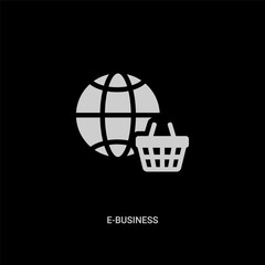 white e-business vector icon on black background. modern flat e-business from cryptocurrency economy concept vector sign symbol can be use for web, mobile and logo.