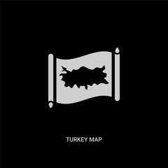 white turkey map vector icon on black background. modern flat turkey map from countrymaps concept vector sign symbol can be use for web, mobile and logo.