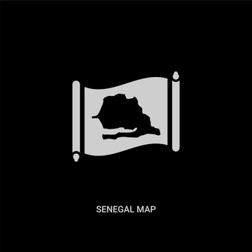 white senegal map vector icon on black background. modern flat senegal map from countrymaps concept vector sign symbol can be use for web, mobile and logo.