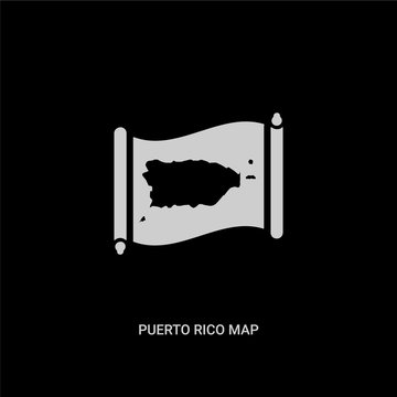 white puerto rico map vector icon on black background. modern flat puerto rico map from countrymaps concept vector sign symbol can be use for web, mobile and logo.