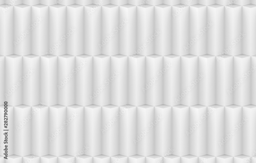 Aufkleber 3d rendering. vertical modern minimal design whtie long cube stack row wall texture background.