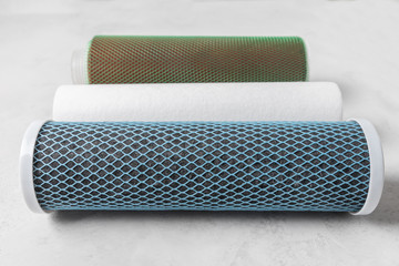 Set of replaceable water filters, water purification for use in the house