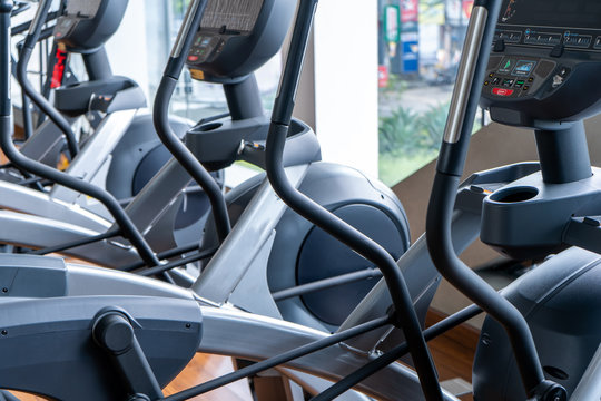 Fitness club or gym set of modern orbitrack