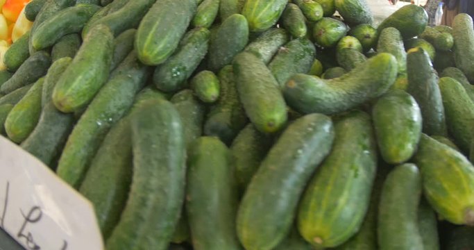 Cucumbers and Vegetables at Market