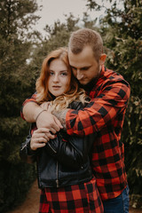 Fototapeta premium Happy loving couple outdoor in park .