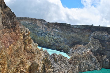 One of the turquoise green kelimutu lakes. Kelimutu consists of 3 lakes that change color....