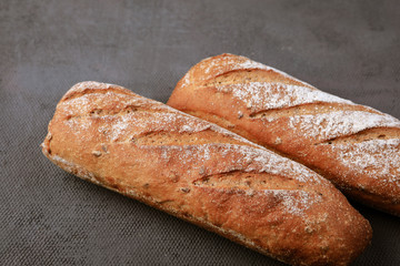 buckwheat bread on a dark background in the studio