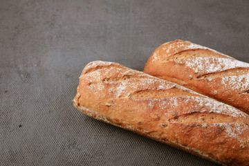 buckwheat bread on a dark background in the studio