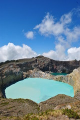 Crater lakes of stunning Kelimutu volcano in Flores in Indonesia