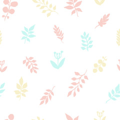 Autumn pattern of watercolor leaves freehand drawing. Sketch of plant leaves, textile pattern. EPS8 vectro illustration