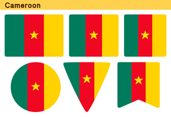 「カメルーンの国旗」6個の形のアイコンデザイン