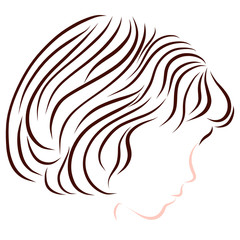 baby with beautiful hair, facial contours, profile