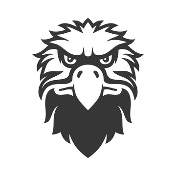 Eagle Face Icon. Bird Logo on White Background. Vector