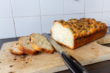 Fresh homebaked pumpkin seed bread