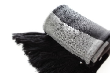 Winter wear, grey and black scarf