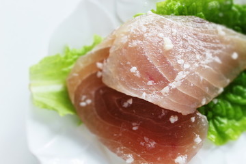 Japanese cooking, sword fish fillet and rice yeast Koji