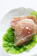 Japanese cooking, sword fish fillet and rice yeast Koji