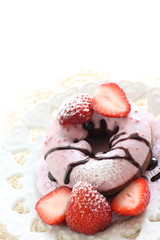 Strawberry chocolate donut pink dessert