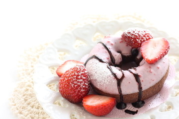 Strawberry chocolate donut pink dessert