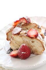 Homemade strawberry and caramel donut