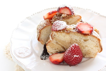 Homemade strawberry and caramel donut