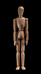 wooden human dummy isolated on black