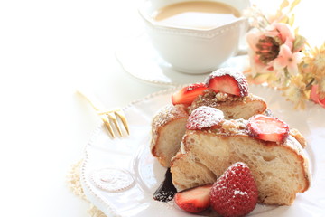 Homemade strawberry and caramel donut