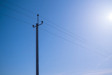 power line against the blue sky