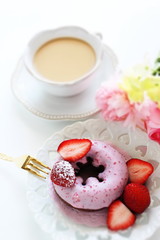 Strawberry chocolate donut pink dessert