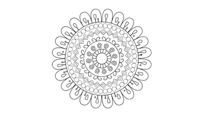 Black and White Mandala Pattern Decorative Ornament in Ethnic Oriental Style Unusual Flower Shape for Web Design Print Tattoo Coloring Book