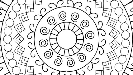 Black and White Mandala Pattern Decorative Ornament in Ethnic Oriental Style Unusual Flower Shape for Web Design Print Tattoo Coloring Book