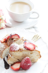 Homemade strawberry and caramel donut