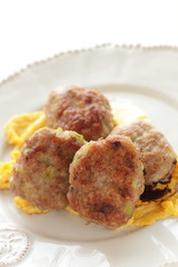 Chinese food, mince pork patty on dish