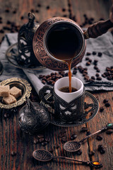 Pouring turkish coffee