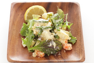 bean and potato salad with copy space