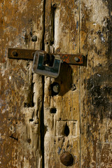 Syracuse, Sicily, Italy An old door and lock in Ortygia or the old town.