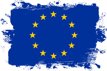 Malowana flaga Unii Europejskiej - obrazy, fototapety, plakaty