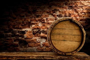 Fotobehang Wooden old barrel and free space for your decoration.  © magdal3na