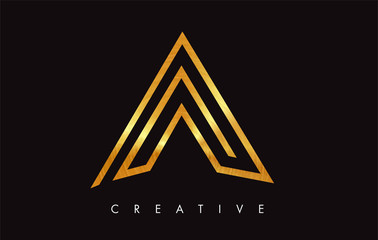 A Gold Golden Letter Modern Trendy Design Logo. Letter A Icon Logo with Modern Monogram