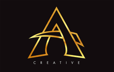 A Gold Golden Letter Modern Trendy Design Logo. Letter A Icon Logo with Modern Monogram