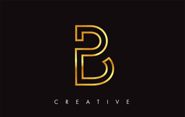 B Gold Golden Letter Modern Trendy Design Logo. Letter B Icon Logo with Modern Monogram