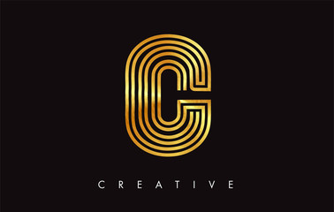 Fototapeta premium C Gold Golden Letter Modern Trendy Design Logo. Letter C Icon Logo with Modern Monogram